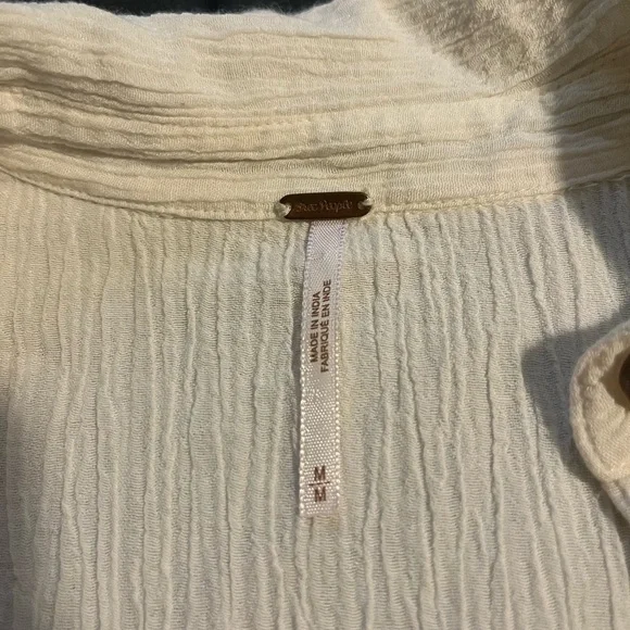 Free People Cream Button-Up Blouse with Lace Details - Picture 6 of 13